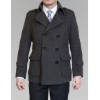 Grey herringbone cashmere coat