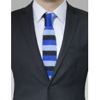 Cravate en laine Bleu/Noir à rayures