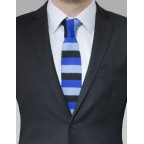 Cravate en laine Bleu/Noir à rayures