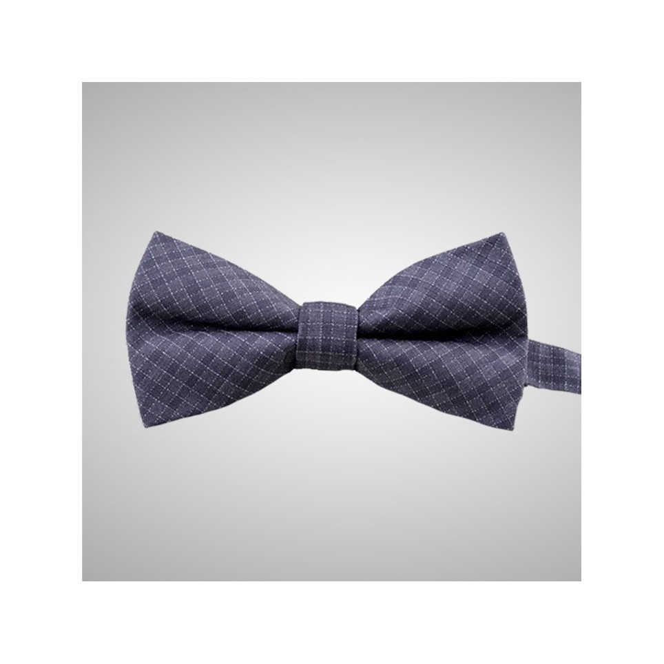 Checked Grey Bow Tie