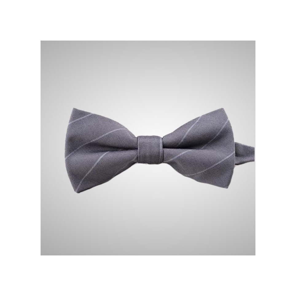 Striped Grey Bow Tie