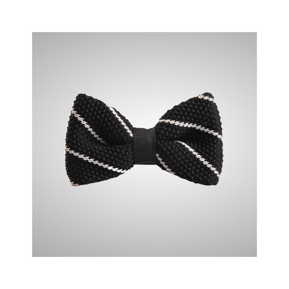 Noeud Papillon Tricot Noir Rayé