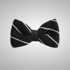 Striped Black Knitted Bow Tie