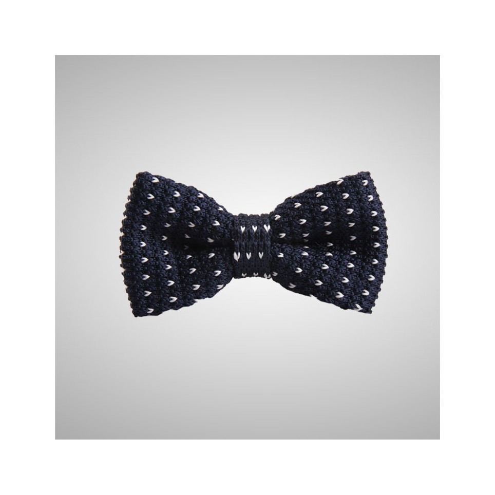 Blue Knitted Bow Tie