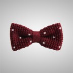 Dots Burgundy Knitted Bow Tie
