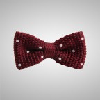 Noeud Papillon Tricot Bordeaux à pois