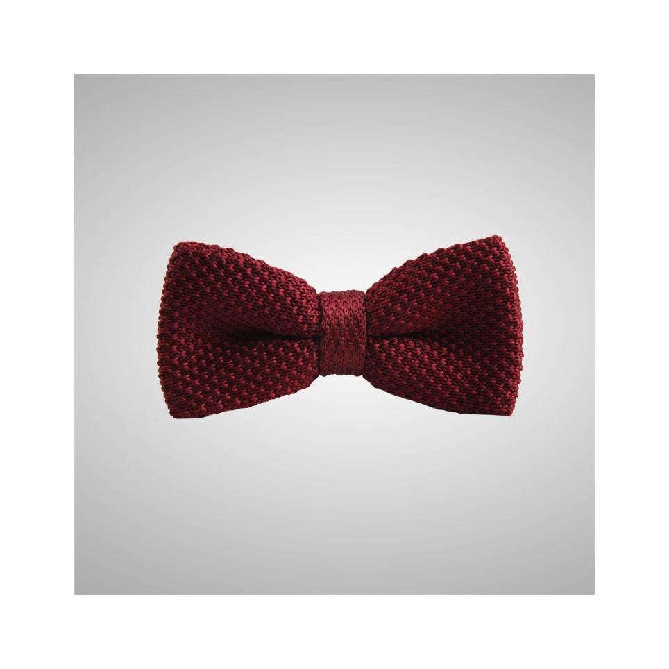 Burgundy Knitted Bow Tie