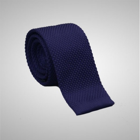 Cravate en laine Bleu tressée
