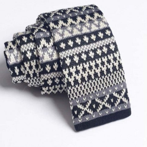 Cravate en laine Noire à motifs