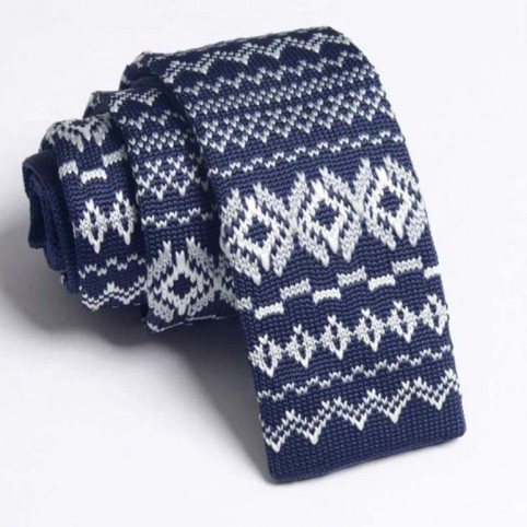 Cravate tricot Bleu à motifs