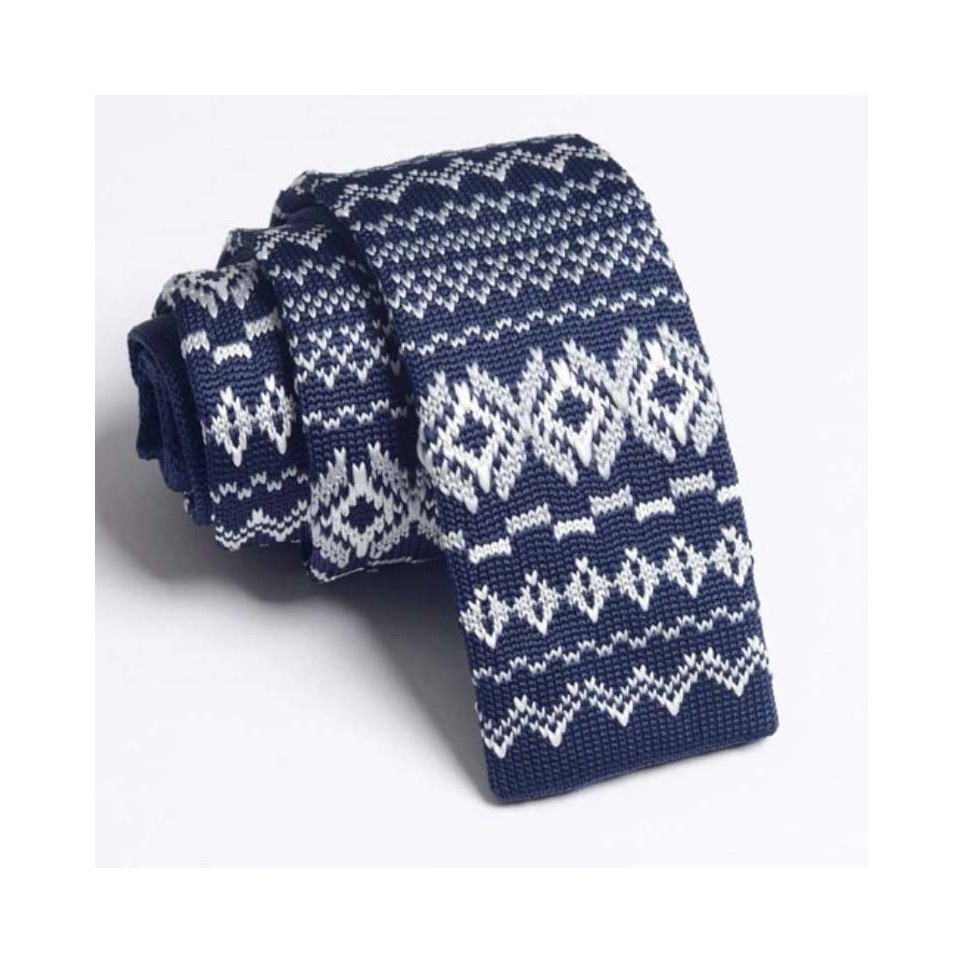 Cravate tricot Bleu à motifs