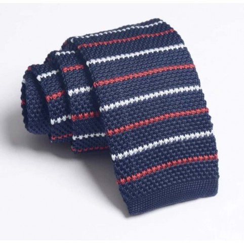 Cravate tricot Bleue à rayures