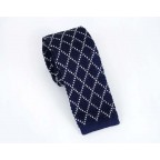 Cravate tricot Bleue à rayures croisées