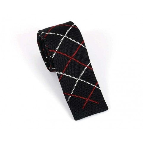 Red Dots Black Knit Tie