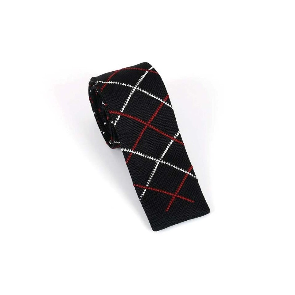 Cravate tricot Noire à diagonales