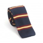 Cravate tricot Marine à une bande rouge jaune