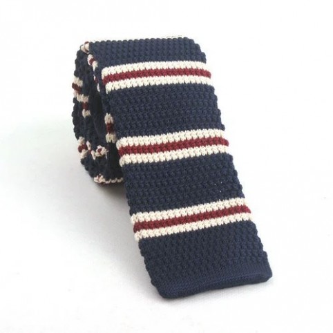 Red Line Blue Knit Tie