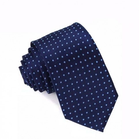 Cravate soie Bleu à pois