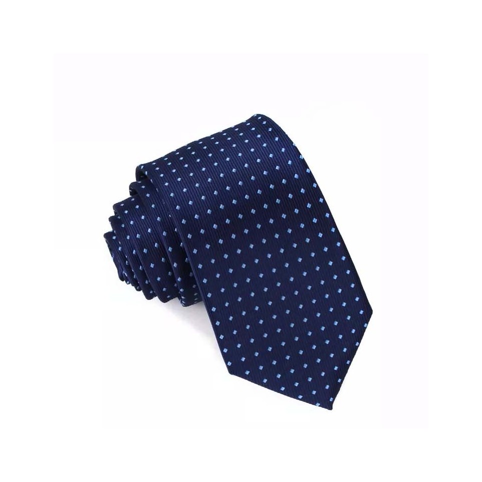 Cravate soie Bleu à pois
