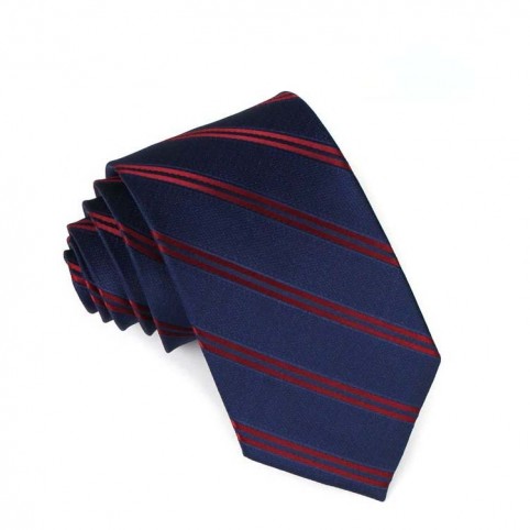 Cravate Bleue à fines rayures rouges