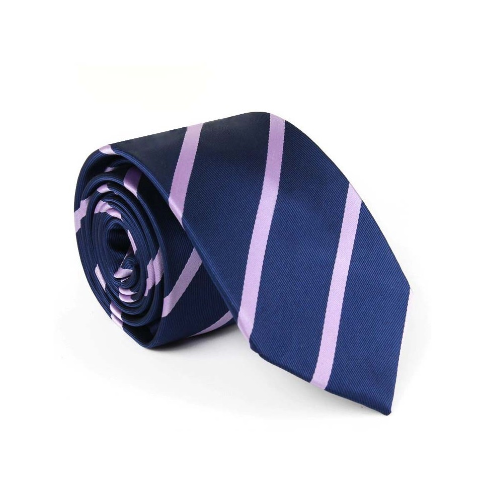 Cravate Bleue à rayures rose