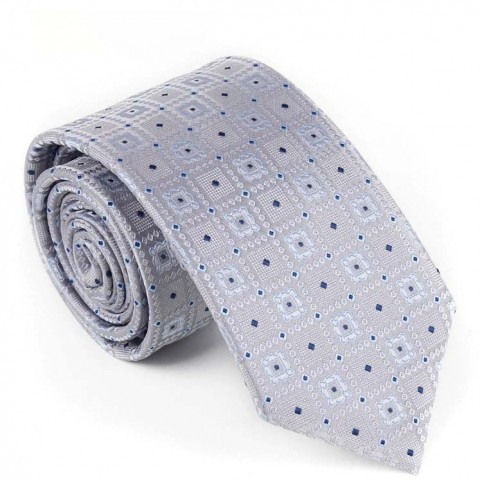 Cravate Blanche à pois bleus