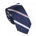 Cravate Bleue à rayures taupe