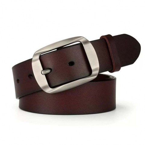 Ceinture cuir marron Col Vert