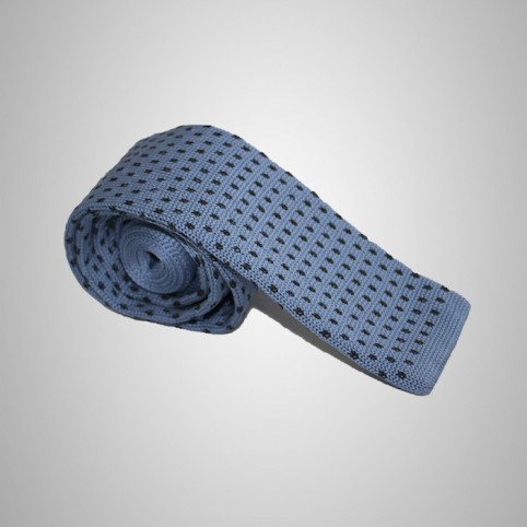 Cravate tricot Bleu Ciel à pois pas cher